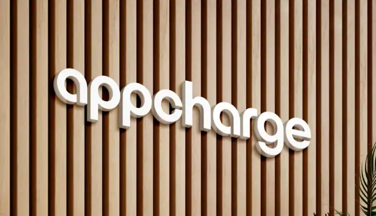 Appcharge headquarters logo displayed on an office wall