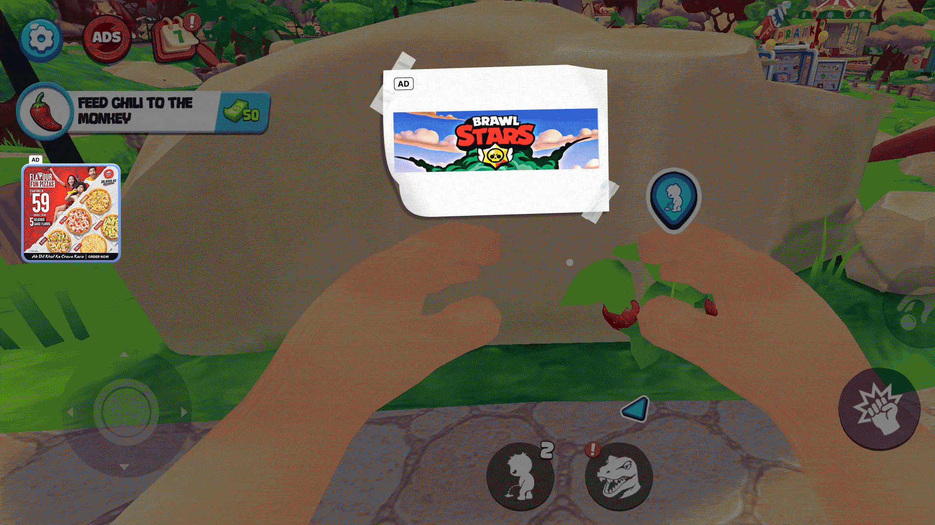 Animated demonstration of immersive in-game billboard ads in a mobile racing game