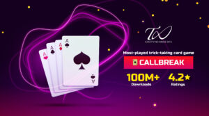 CallBreak mobile card game by Teslatech with over 100 million downloads