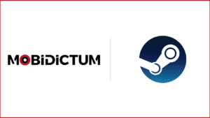 Mobidictum logo on the left, Steam logo on the right for Mobidictum Steam Showcase 2026