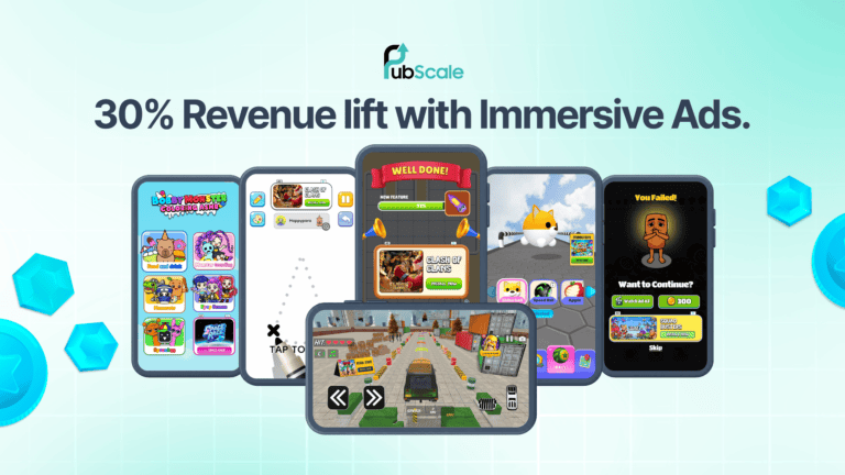 PubScale immersive in-game ad placements showing 30 percent revenue lift on mobile devices