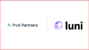 PvX Partners logo on the left, luni company logo on the right