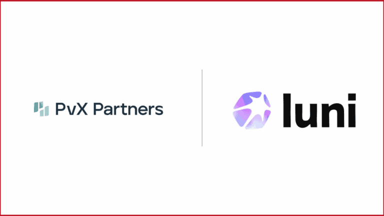 PvX Partners logo on the left, luni company logo on the right