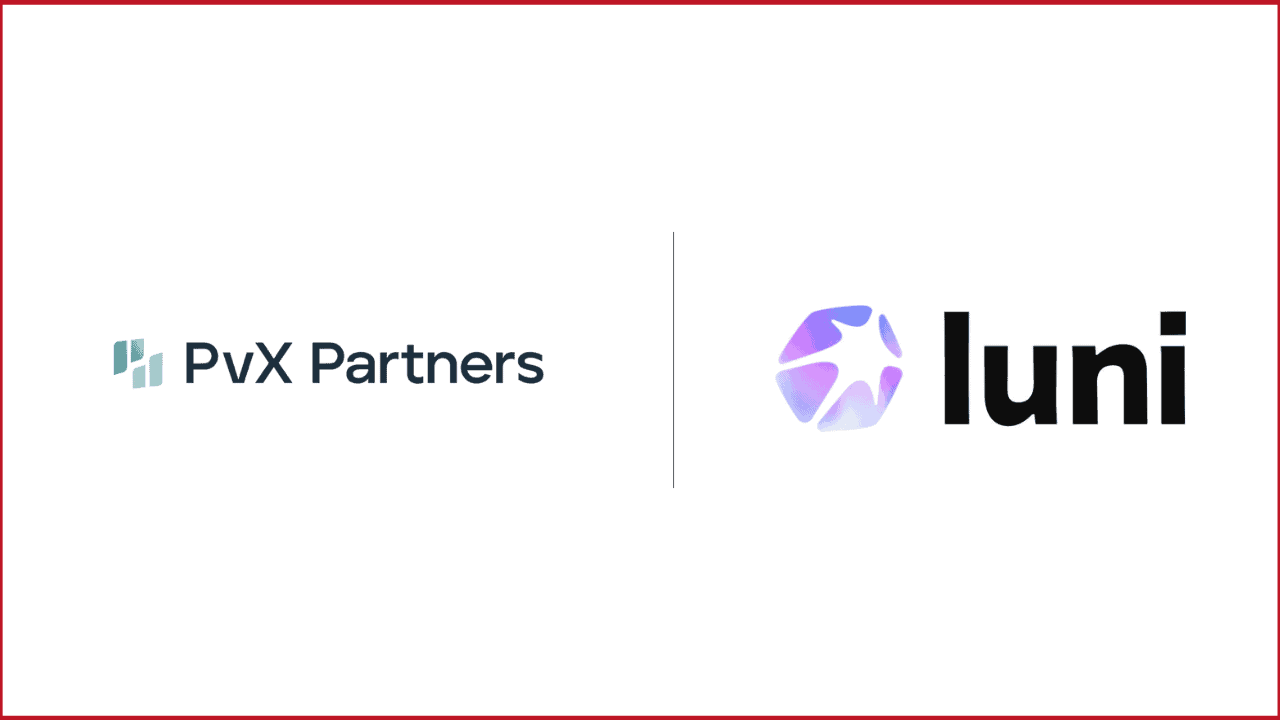 PvX Partners logo on the left, luni company logo on the right