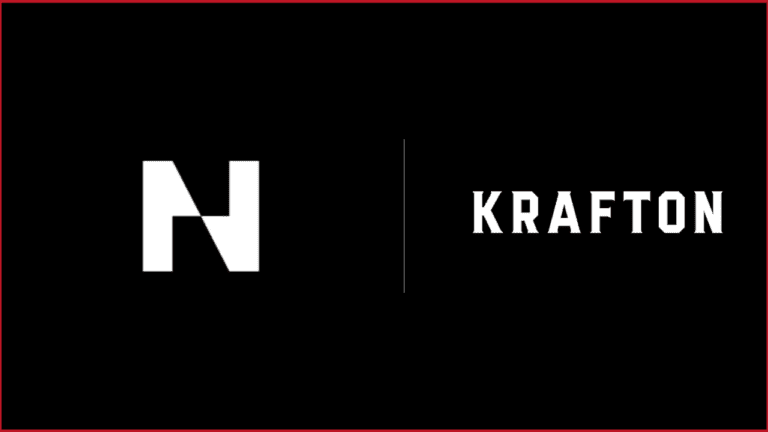 Neon logo on the left, Krafton logo on the right