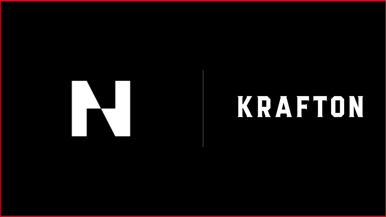 Neon logo on the left, Krafton logo on the right