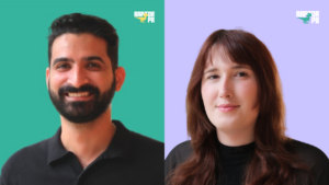 ruzbeh gazdar photo on the left, sophia hollis photo on the right, both pictures have raptor pr logo on top right