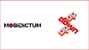 Mobidictum logo on the left, up down up logo on the right