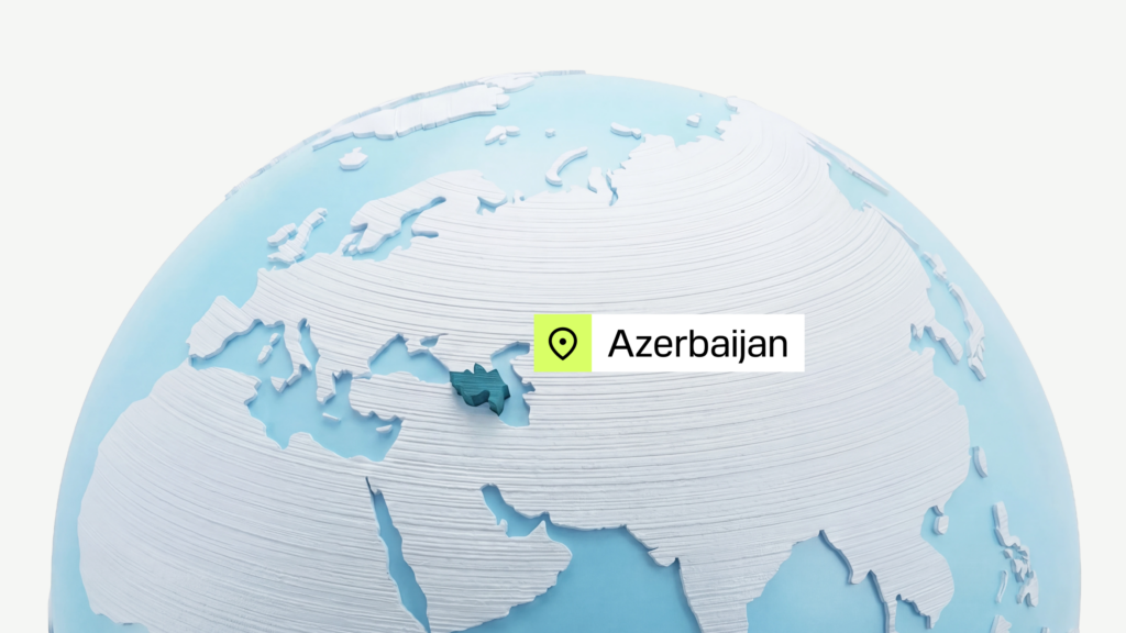 3D stylized globe highlighting Azerbaijan as an emerging regional video game hub