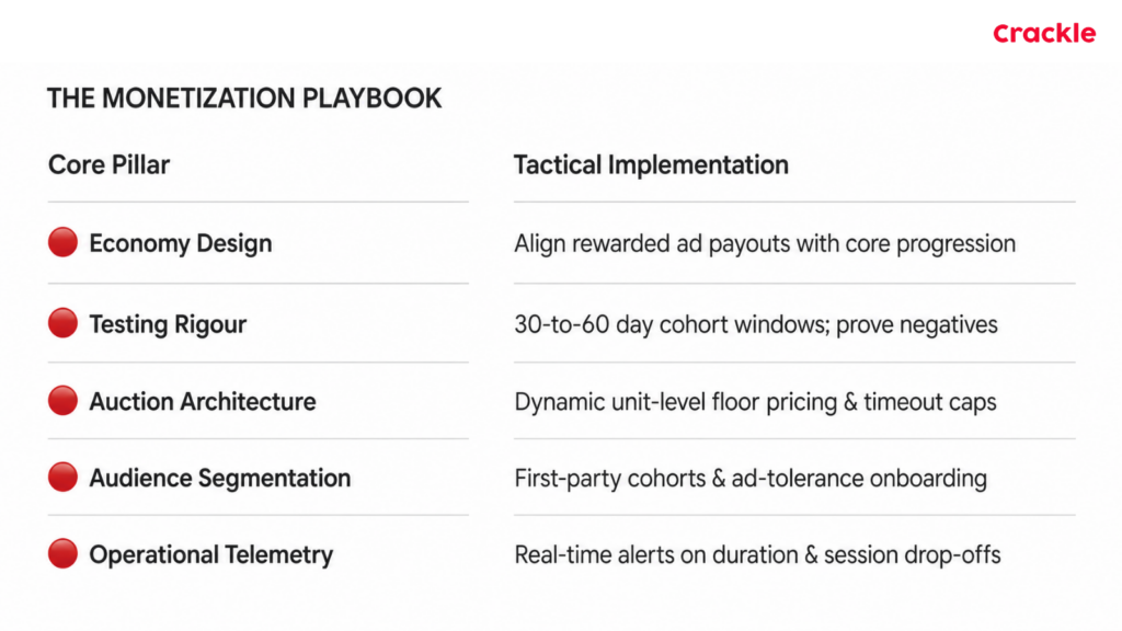 Crackle mobile ad monetization playbook showing strategies for optimizing ad yield and player experience