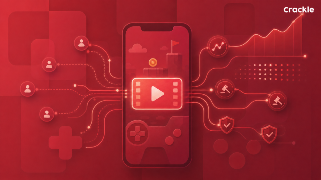 Abstract illustration of mobile game ad monetization, real-time bidding, and yield optimization