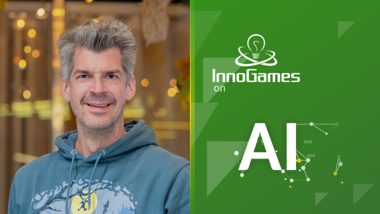 InnoGames logo on the right, Marc Robert photo on the left