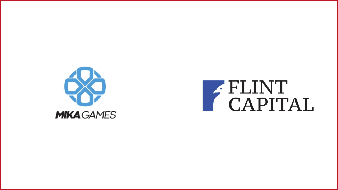 Mika Games logo on the left, Flint Capital logo on the right